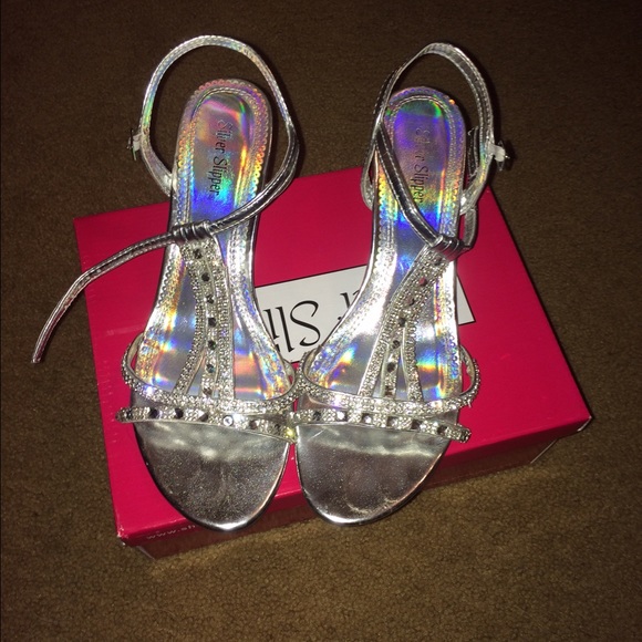Silver slipper heels