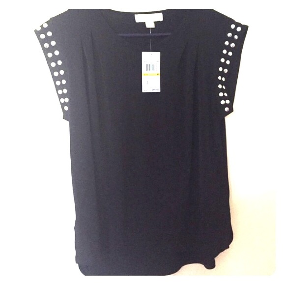 NWT Michael Kors sexy black silky studded shirt