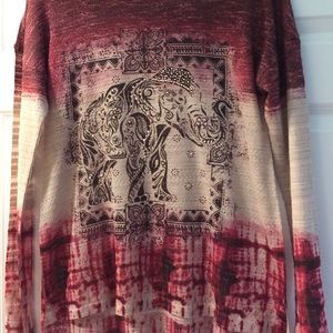 Tapered elephant print very light top