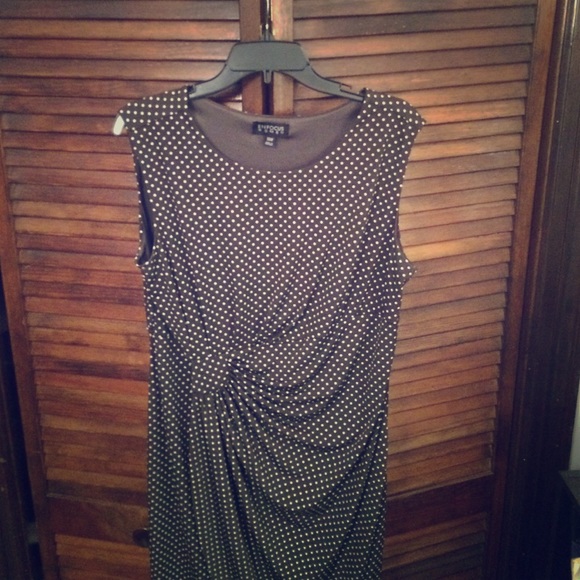 Dark green polka dotted modest dress