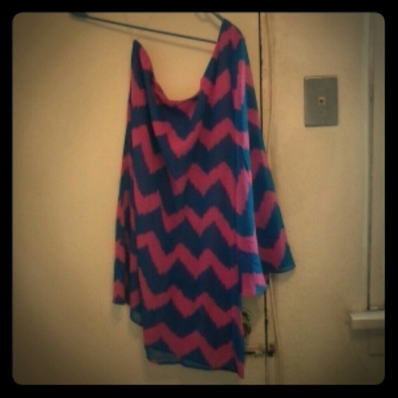 As U Wish Dresses & Skirts - One-sleeved pink and navy blue dress