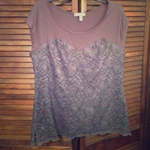 Capped sleeve lace shirt