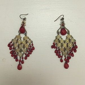 Red and gold statement earrings