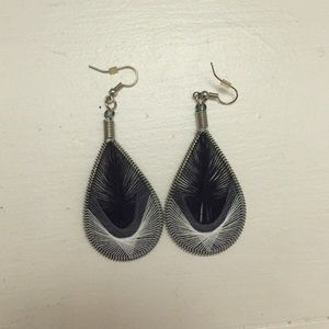 Black white & gray woven earrings