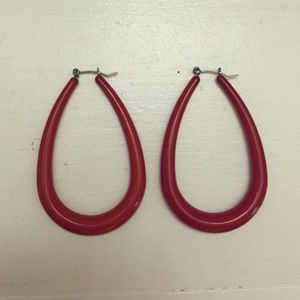 Vintage red plastic hoops