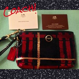 Authentic Sequined Coach Wristlet