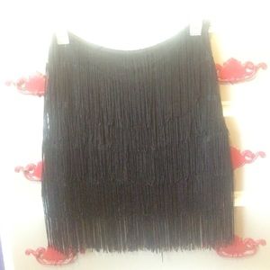 Fringe mini skirt in black, worn only once!