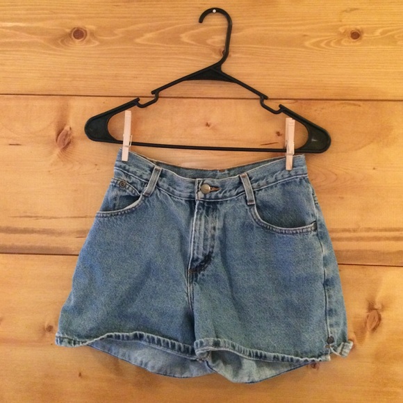 High-waisted denim shorts
