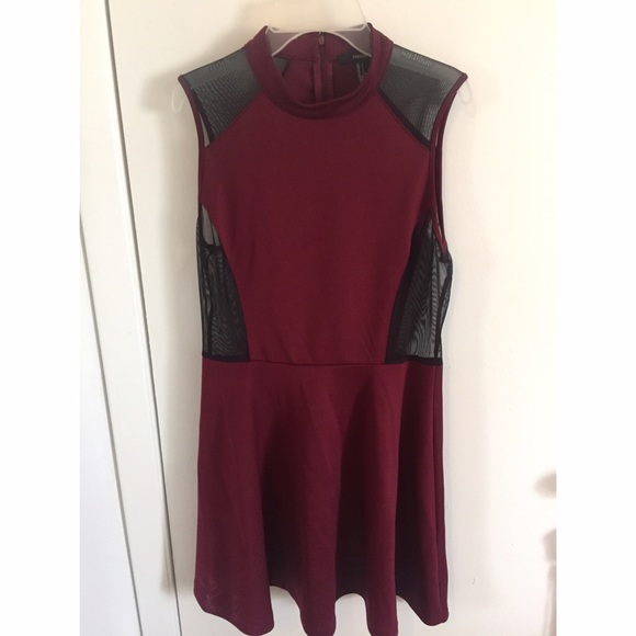 Forever 21 Dresses & Skirts - Forever 21- Maroon and Black Mesh Dress