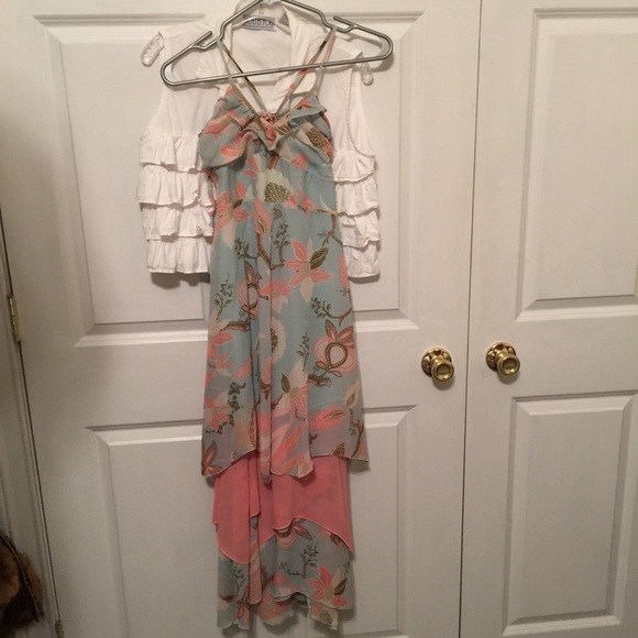H&M Dresses & Skirts - Bundle pretty boho style dress&white ruffle blouse