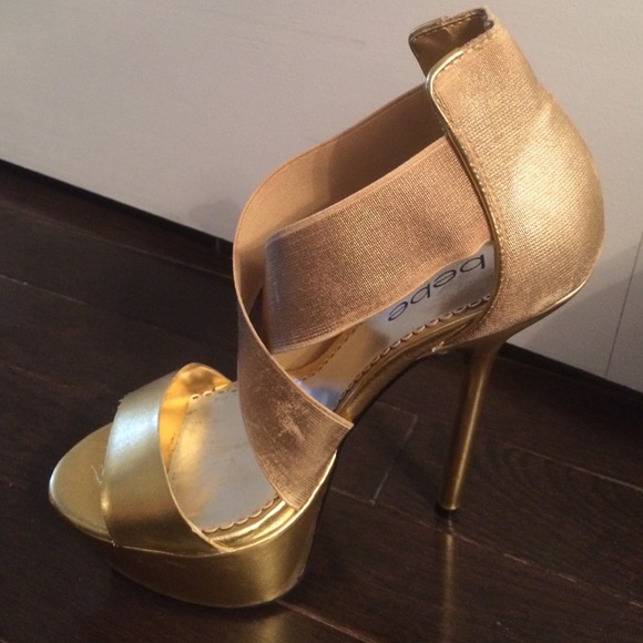 Bebe gold strappy heels worn 2x!!