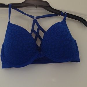 Blue cheetah print bra