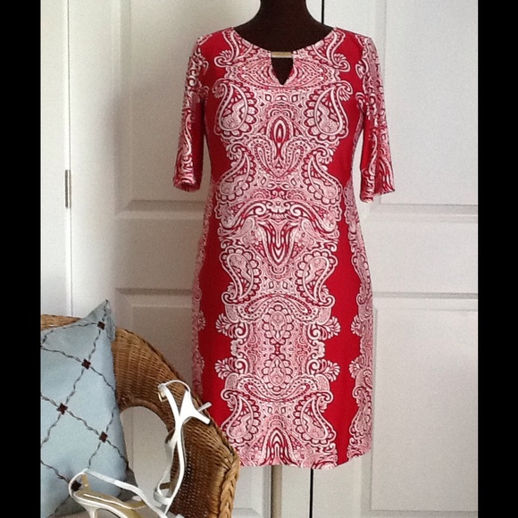 🌹Sunny Leigh Red/White Paisley Dress🌹