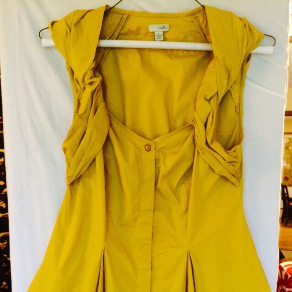 Mustard colored Anthropologie sleeveless blouse
