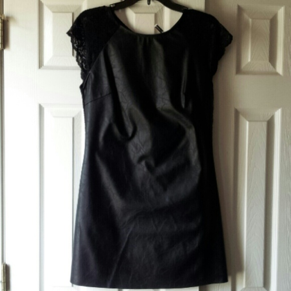 SOLD Short black faux leather dress