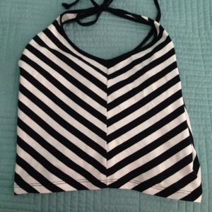 Striped wet seal halter crop top