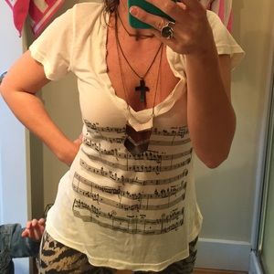 Wildfox Music Notes deconstructed t shirt small Wildfox Music Notes deconstructed t shirt small