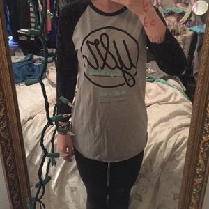 NWOT Black and Grey Young & Reckless Raglan Shirt!