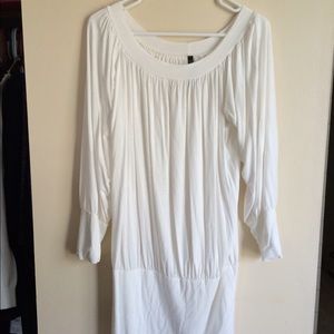 Ivory White Off-the-Shoulder Tunic Dress XL