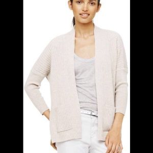 Valentina Cashmere Ribbed Cardigan sweater, BLACK