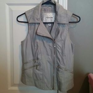 Gray leather vest