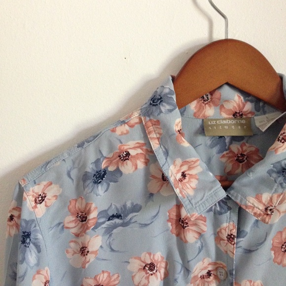 Liz Claiborne Tops - Powder Blue Hawaiian Blouse