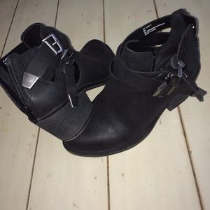 Black buckle booties