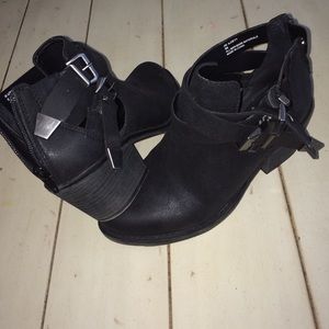 Black buckle booties