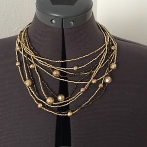 Gold and brown beaded necklace