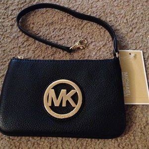Black Michael Kors Leather Wristlet