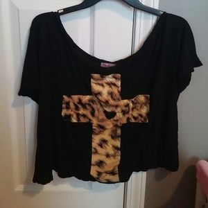 Cheetah cross crop top