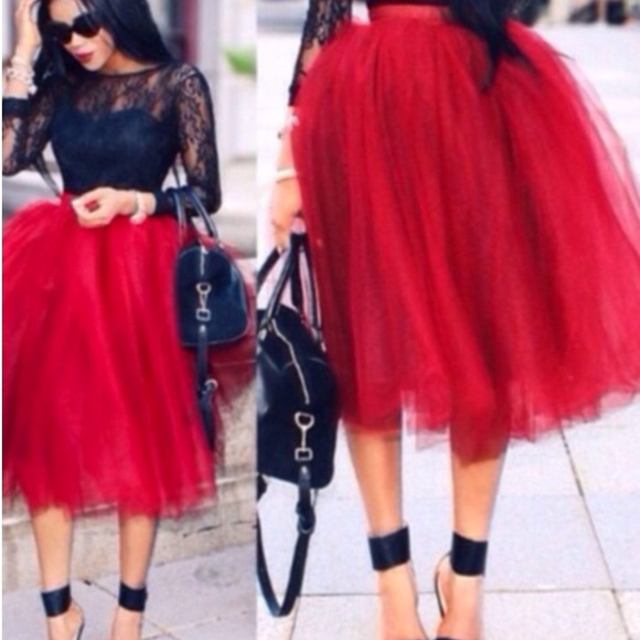 Dresses & Skirts - BACK!❤️CUSTOM👠GORGEOUS RED TULLE SKIRT!❤️