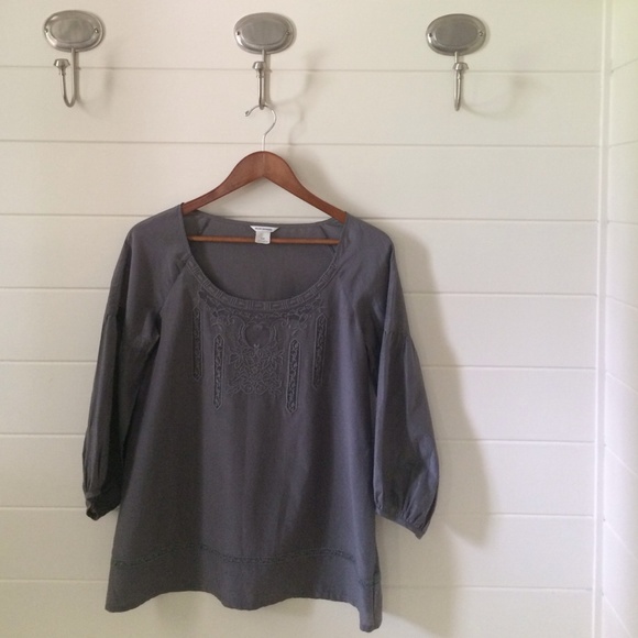 Club Monaco Charcoal Grey Peasant Top