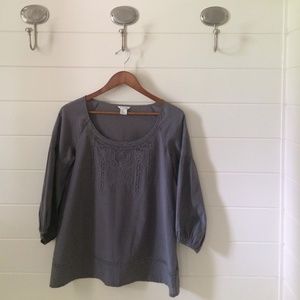 Club Monaco Charcoal Grey Peasant Top