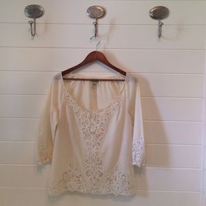 Cream lace Peasant top