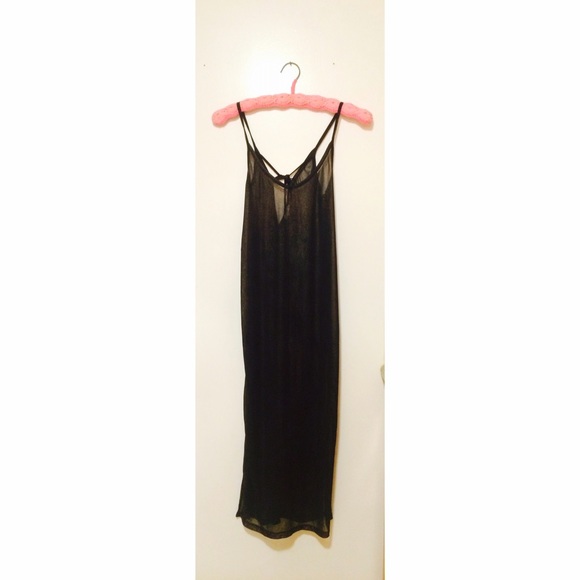 Black Mesh Midi Dress