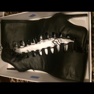 Black Lace-up Leather Boots