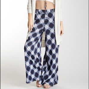 Free People Plaid Bias Extreme Wide Leg Pant $148