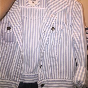 Blue and white striped jacket