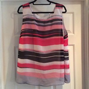 Jones New York pink and black sleeveless blouse 3x