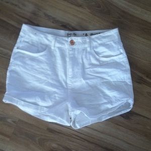 High waisted white shorts