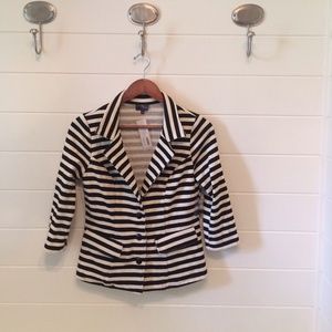 Black and Cream Striped Knit Blazer