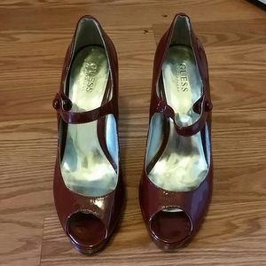 Red patent leather Guess heels