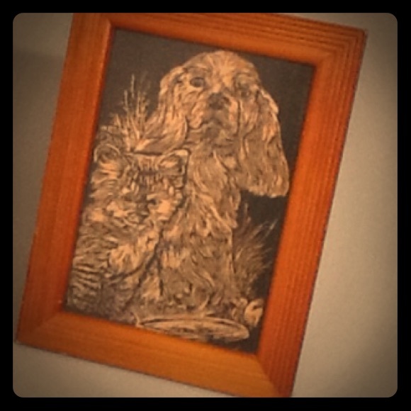 Cute foil art dog and cat in frame . Hand made