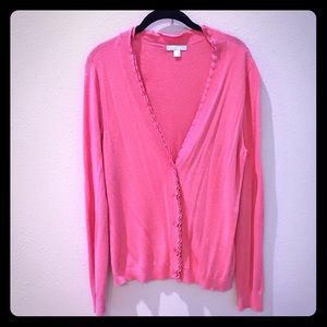 🍁Coral Ruffle V-Neck Cardi