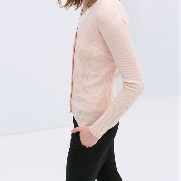 Zara Pink Ribbed Cardigan