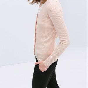 Zara Pink Ribbed Cardigan