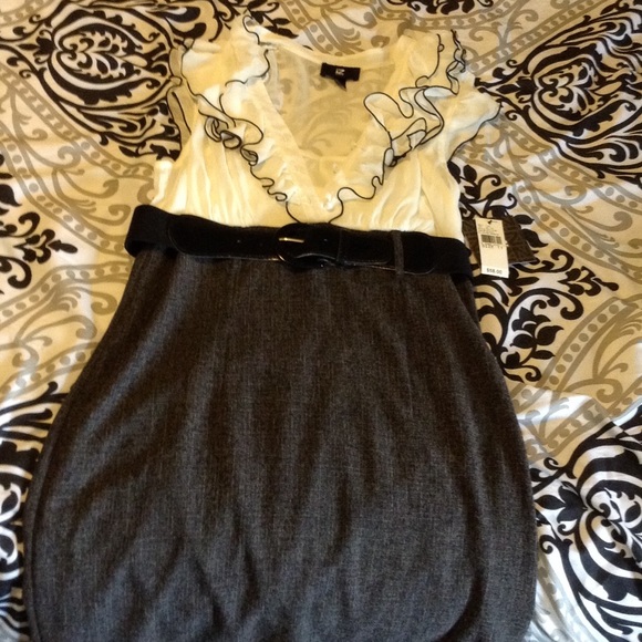 Grey and white dress