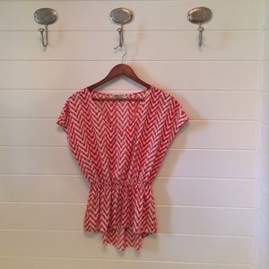 Tangerine and cream Chevron Blouse