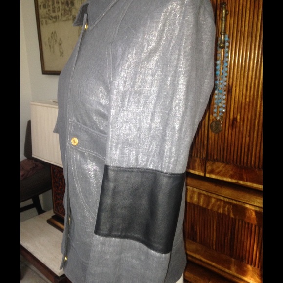 7 for all mankind linen and leather jacket